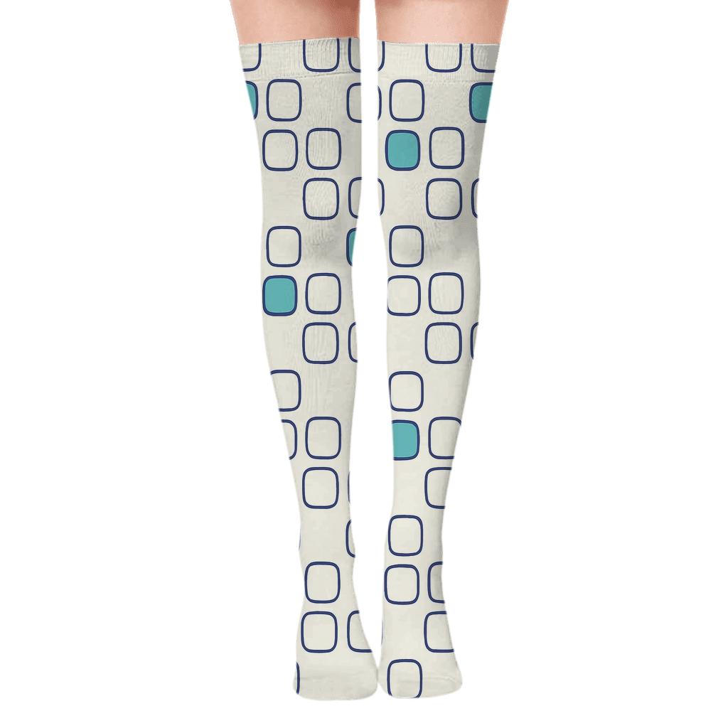 Nebula Micro Tile Drift designer print over-the-knee socks