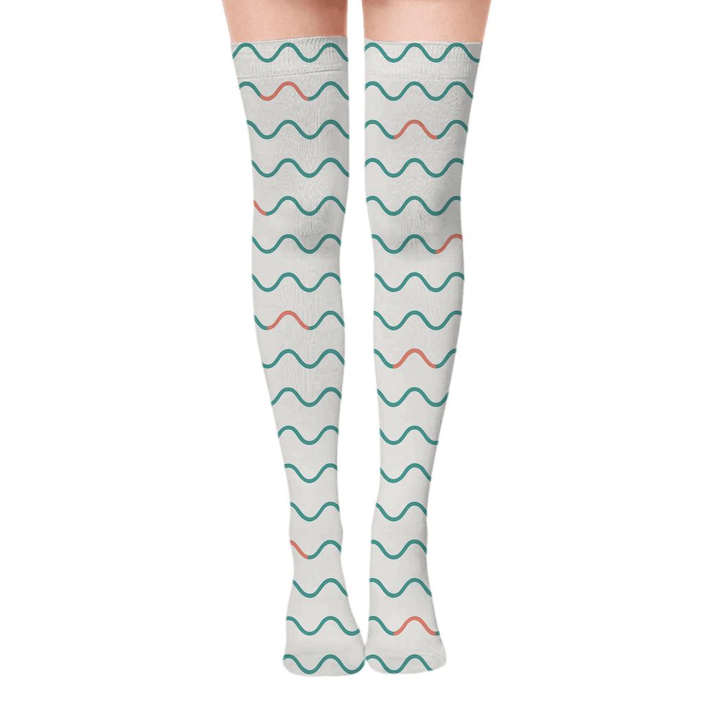 Tidal Wavelet Repeat personalized over-the-knee socks