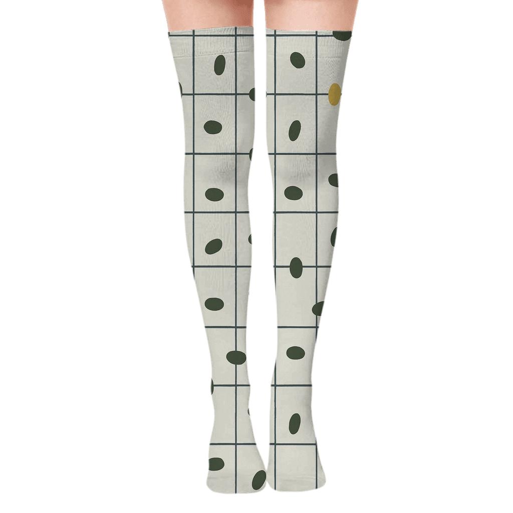 Asteroid Pebble Scatter Grid trendy patterned over-the-knee socks