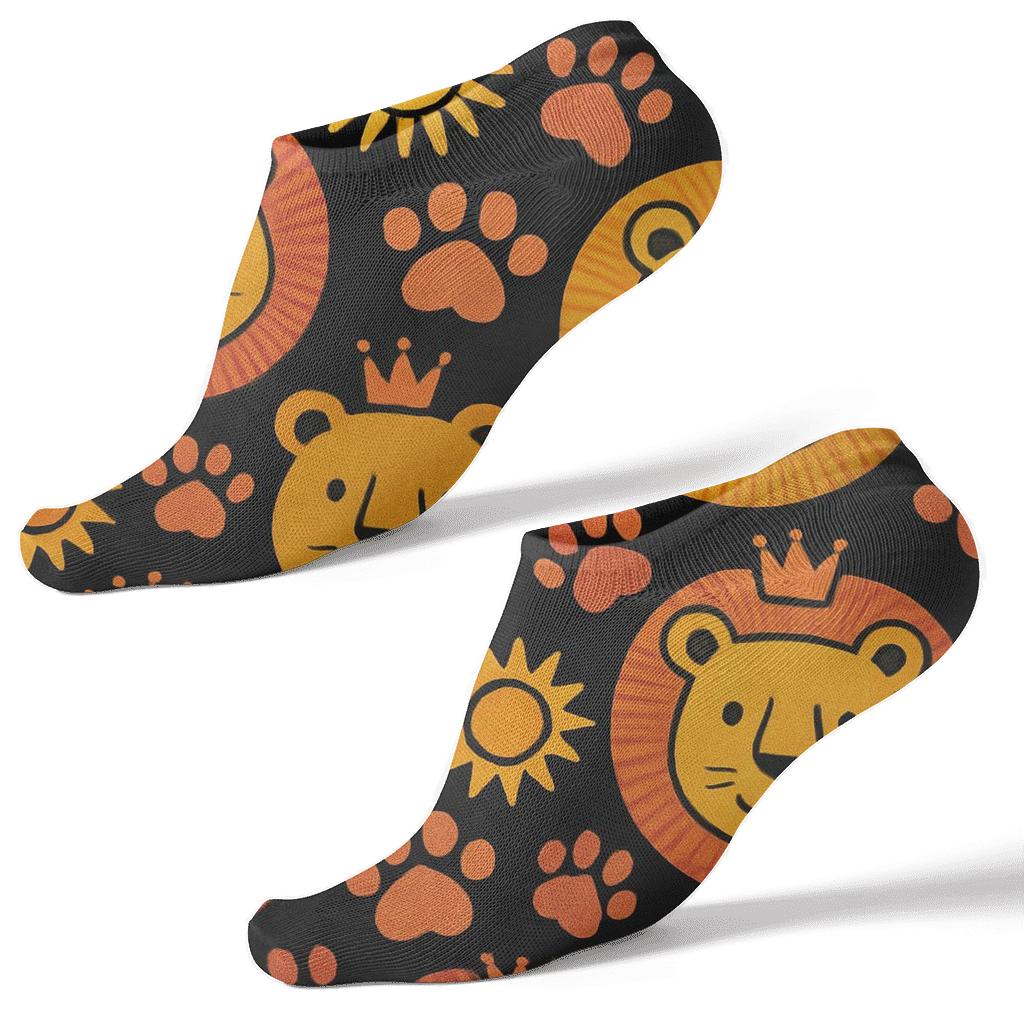 Lion Crown Confetti Parade Pattern personalized ankle socks