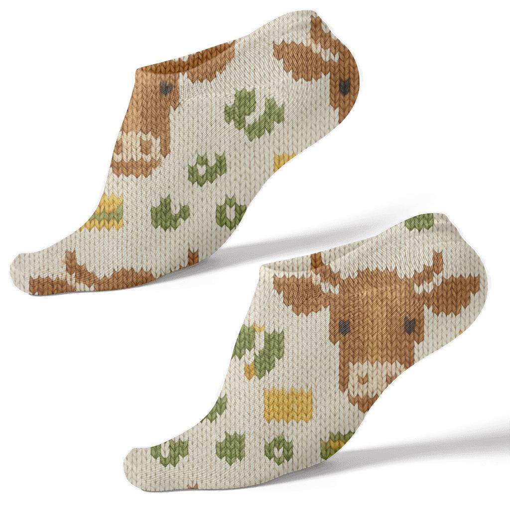 Knitted Pasture Stripe Cow Pattern personalized ankle socks