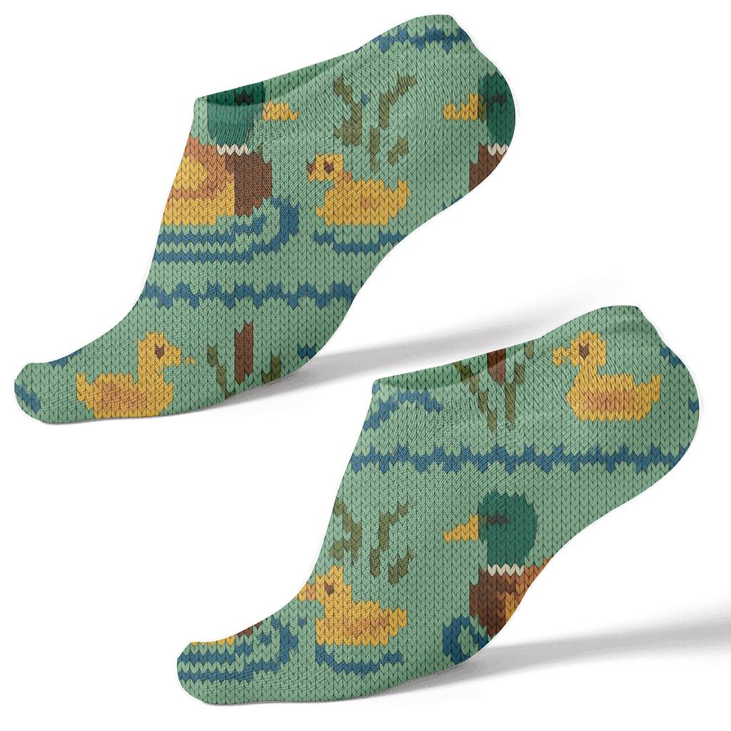 Knitted Illusion Duck Ripple Fair Isle stylish athletic ankle socks