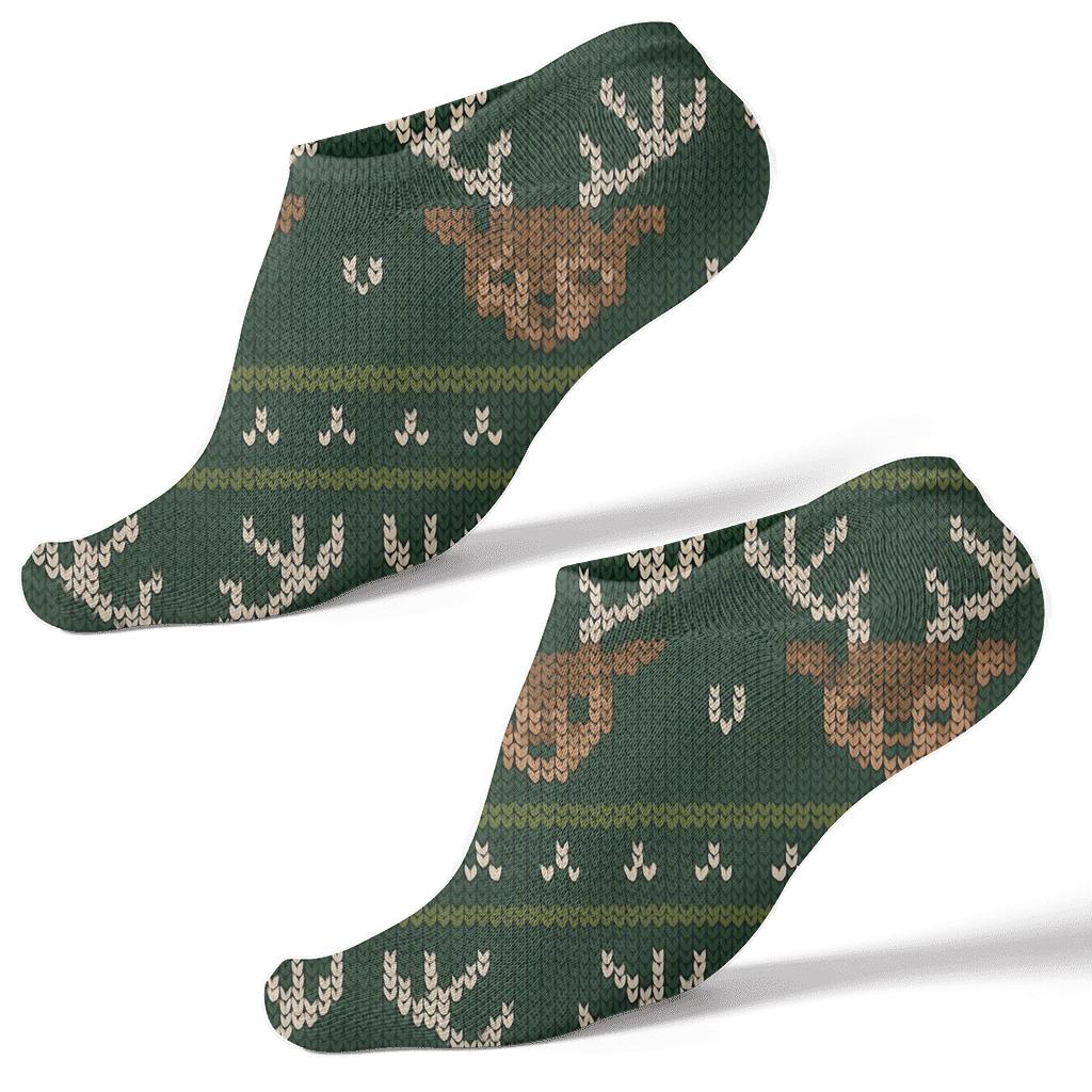 Knitted Illusion Deer Antler Fair Isle Bands stylish athletic ankle socks
