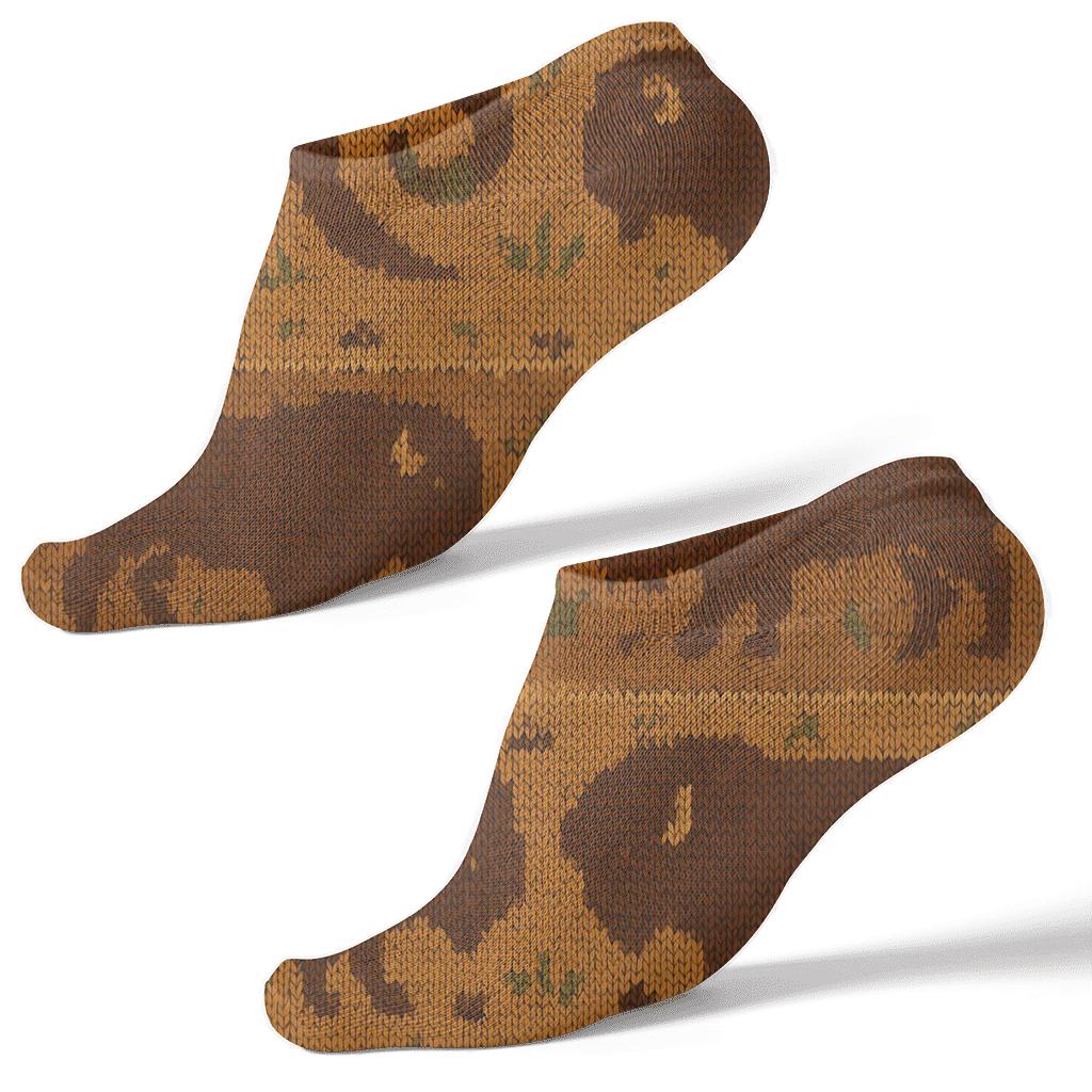 Prairie Knit Illusion Bison Bands unique graphic ankle socks