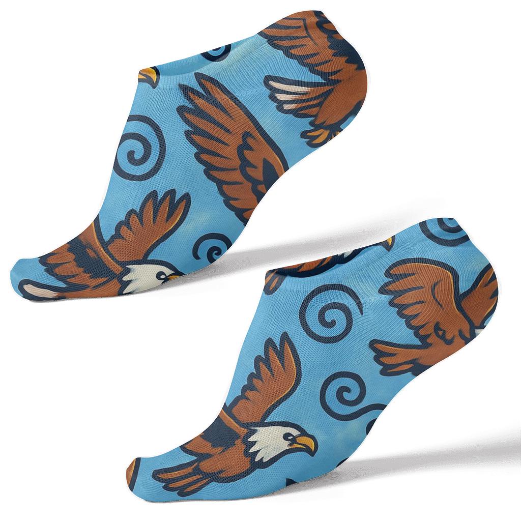 Sky Bandana Pattern With Eagle Motifs stylish athletic ankle socks