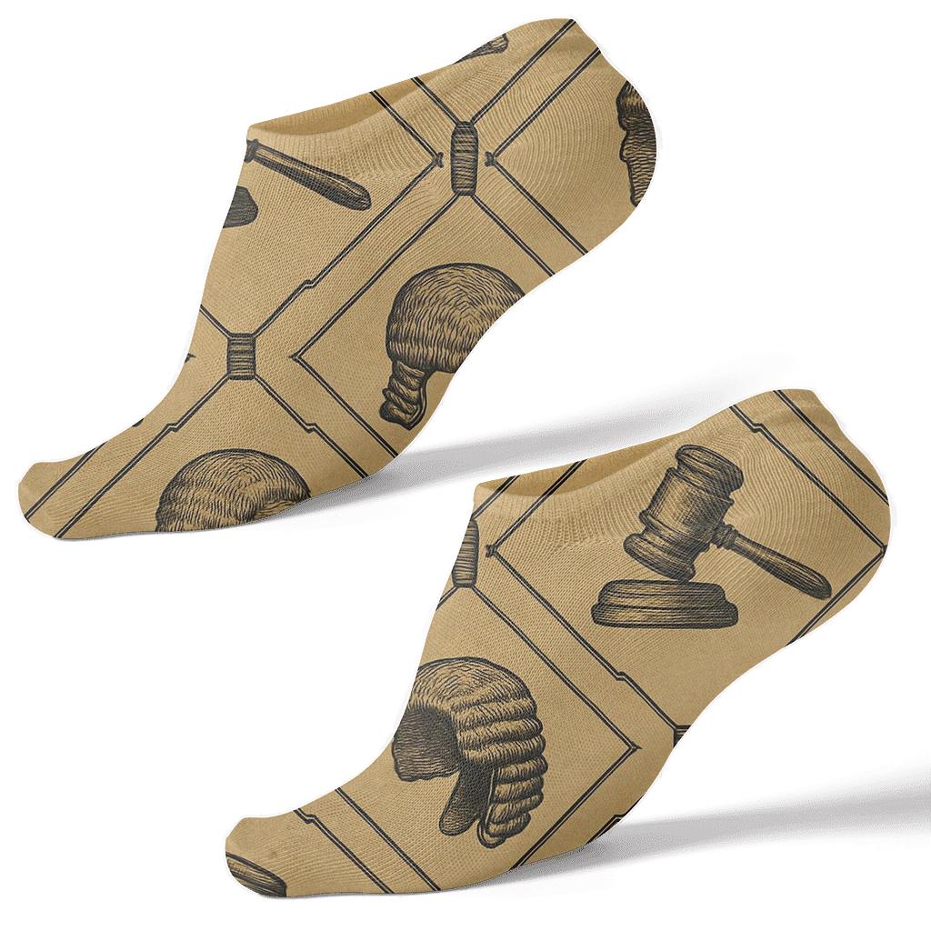 Gavel And Wig Lattice, Judge Edition premium sports ankle socks