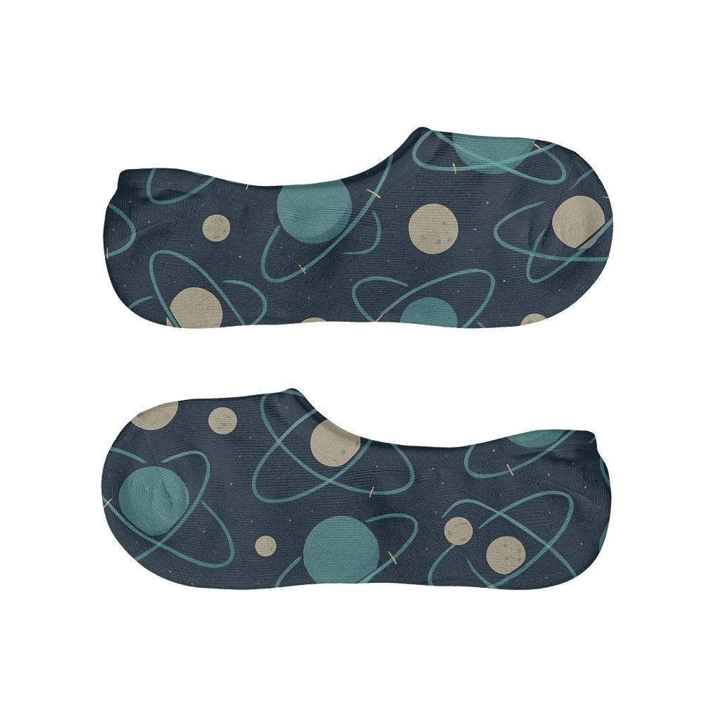 Ionized Teal Orbital Bands On Deep Navy personalized invisible socks