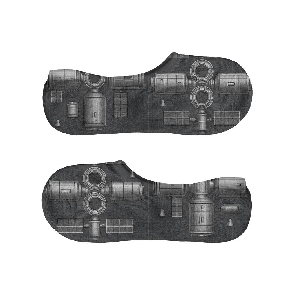 Metallic Silver Space Station Tile Grid On Charcoal unique hidden socks