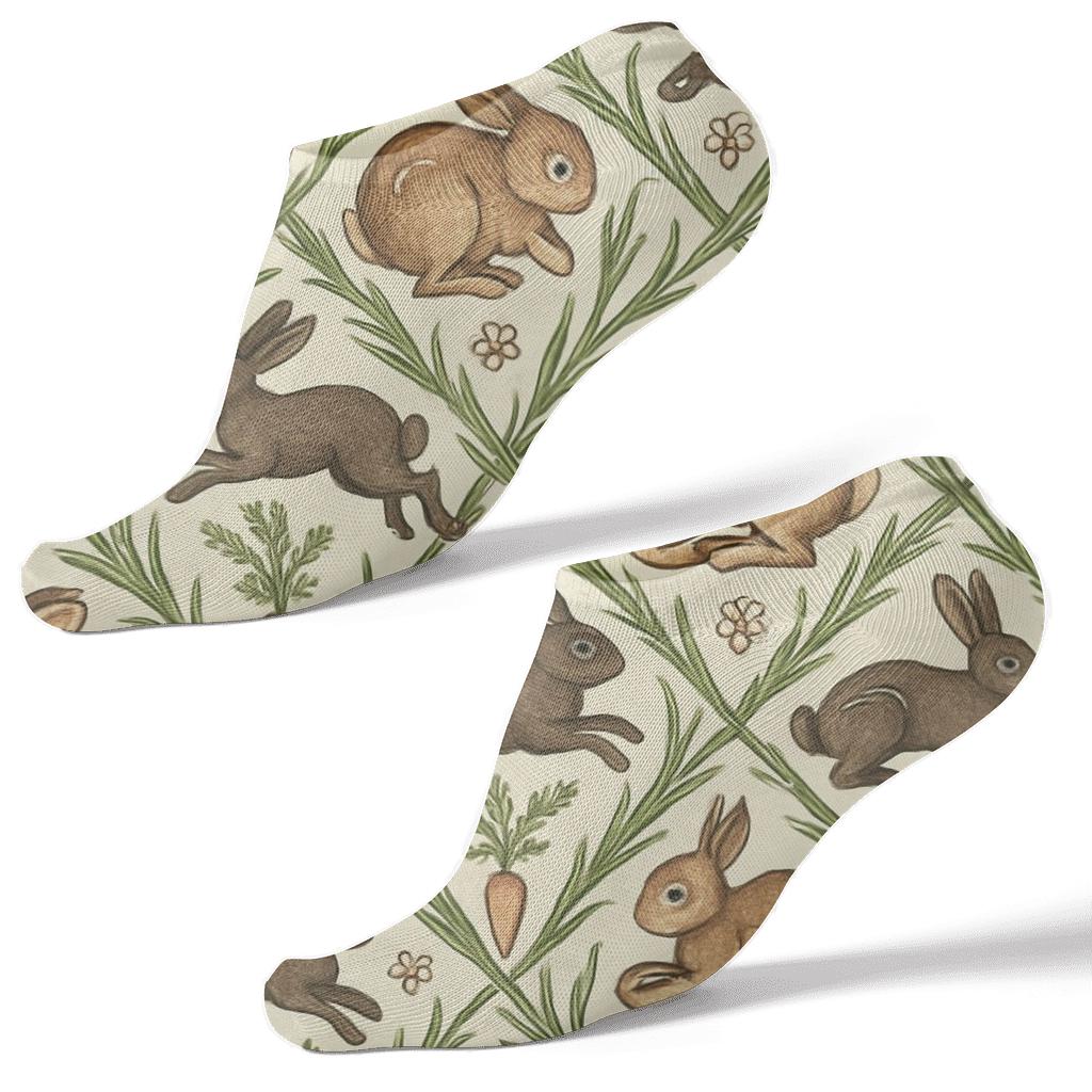Meadow Lattice With Rabbit Motifs premium sports ankle socks