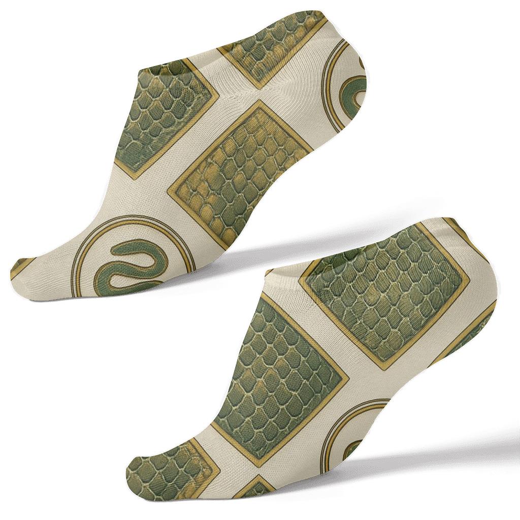 Vintage Naturalist Poster Look With Snake Skin Lattice personalized ankle socks