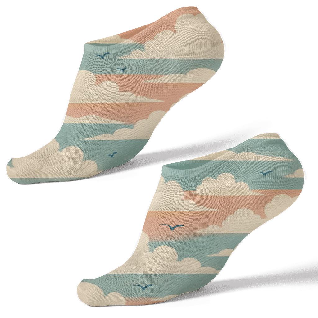 Sunrise Poster Look With Clouds Bands designer print ankle socks