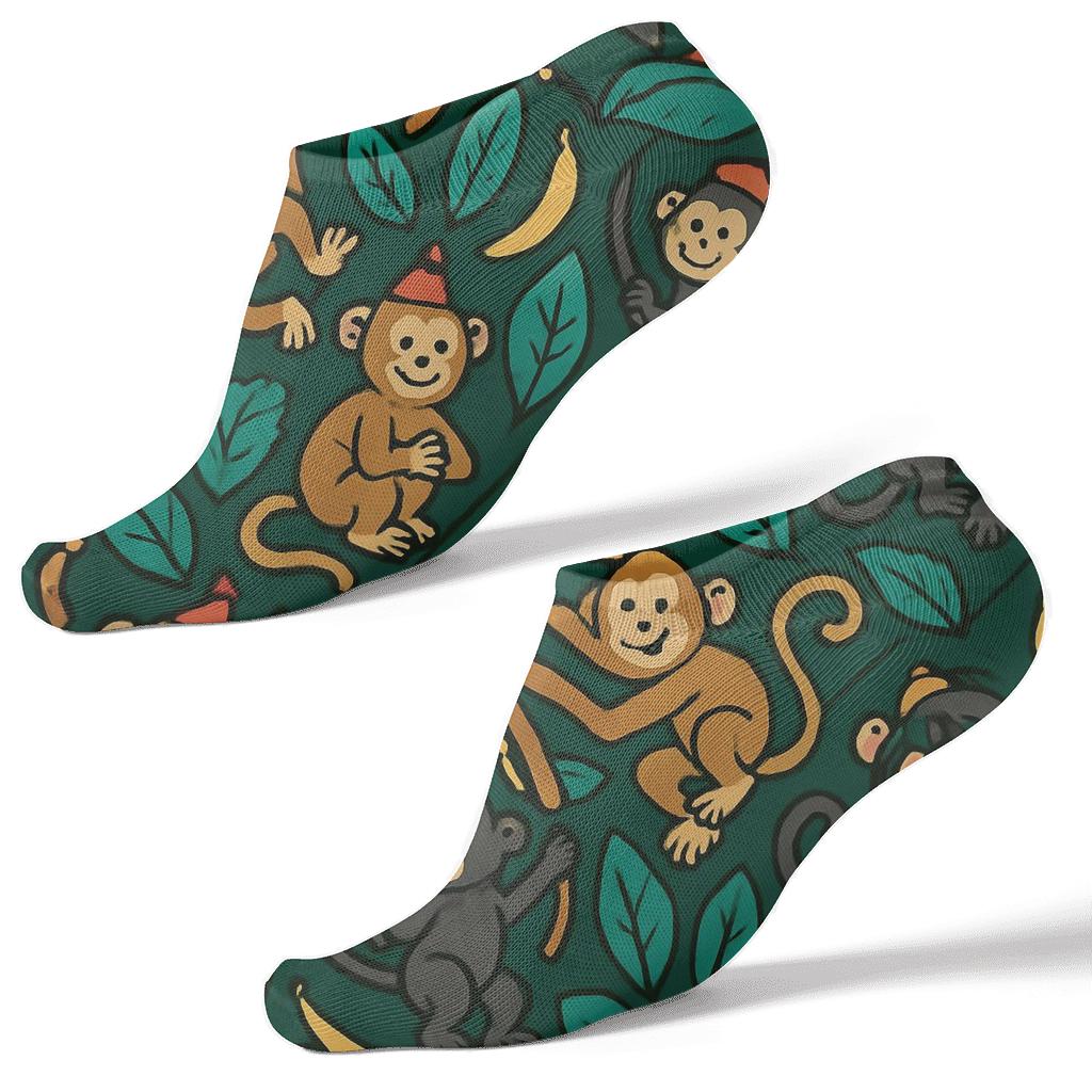 Playful Jungle Party With Monkey Mosaic Tiles soft everyday ankle socks