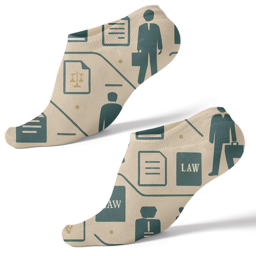 Courtroom Ledger Waves With Lawyer Silhouette premium sports ankle socks