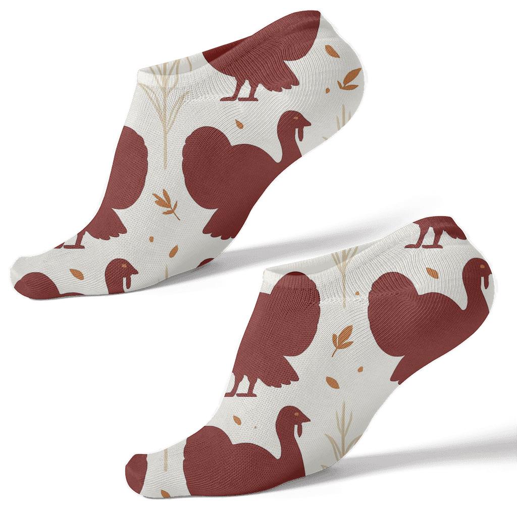 Mirrored Pair Design With Turkey Silhouettes premium sports ankle socks