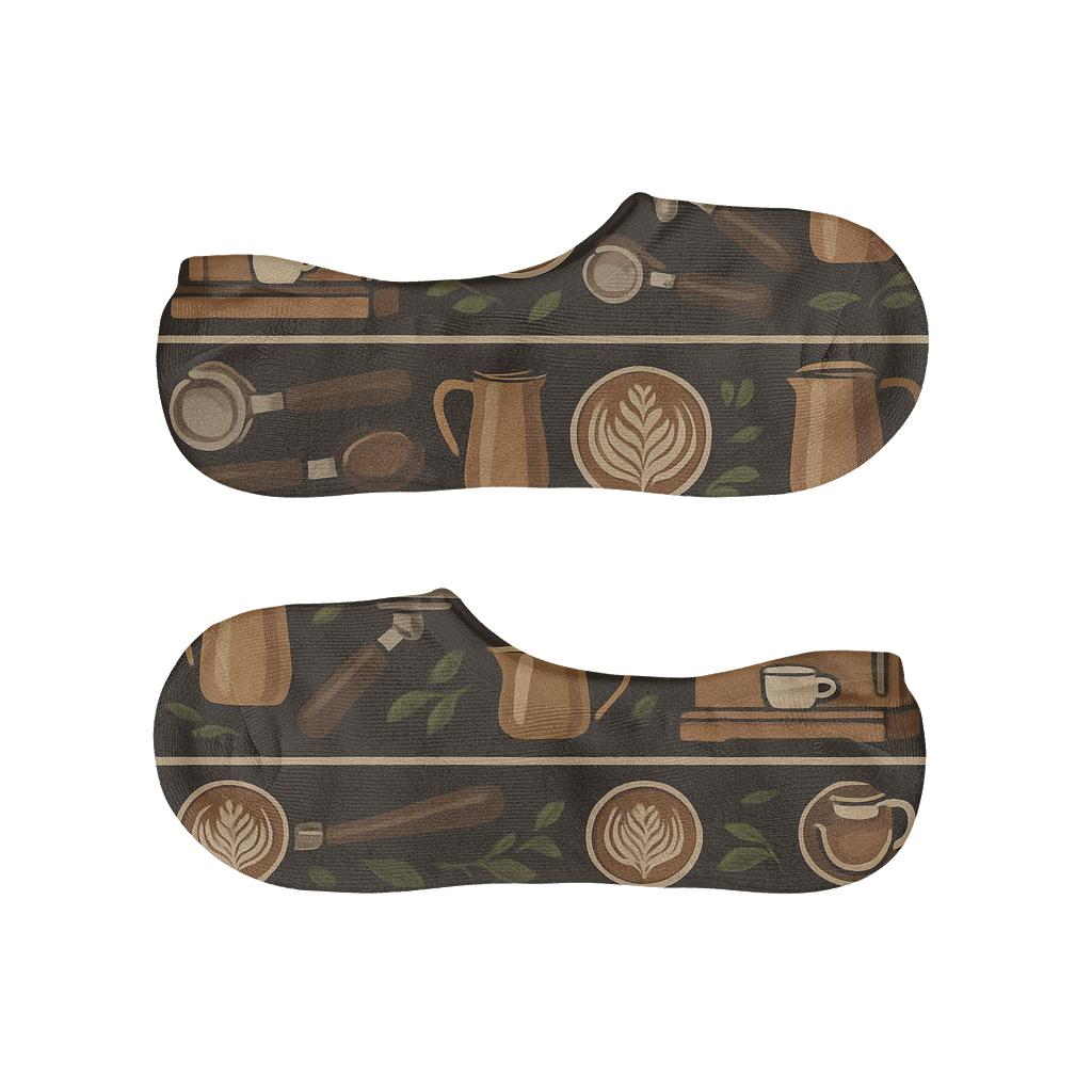 Cafeteria Collage Barista Pattern Bands trendy no-show sock styles