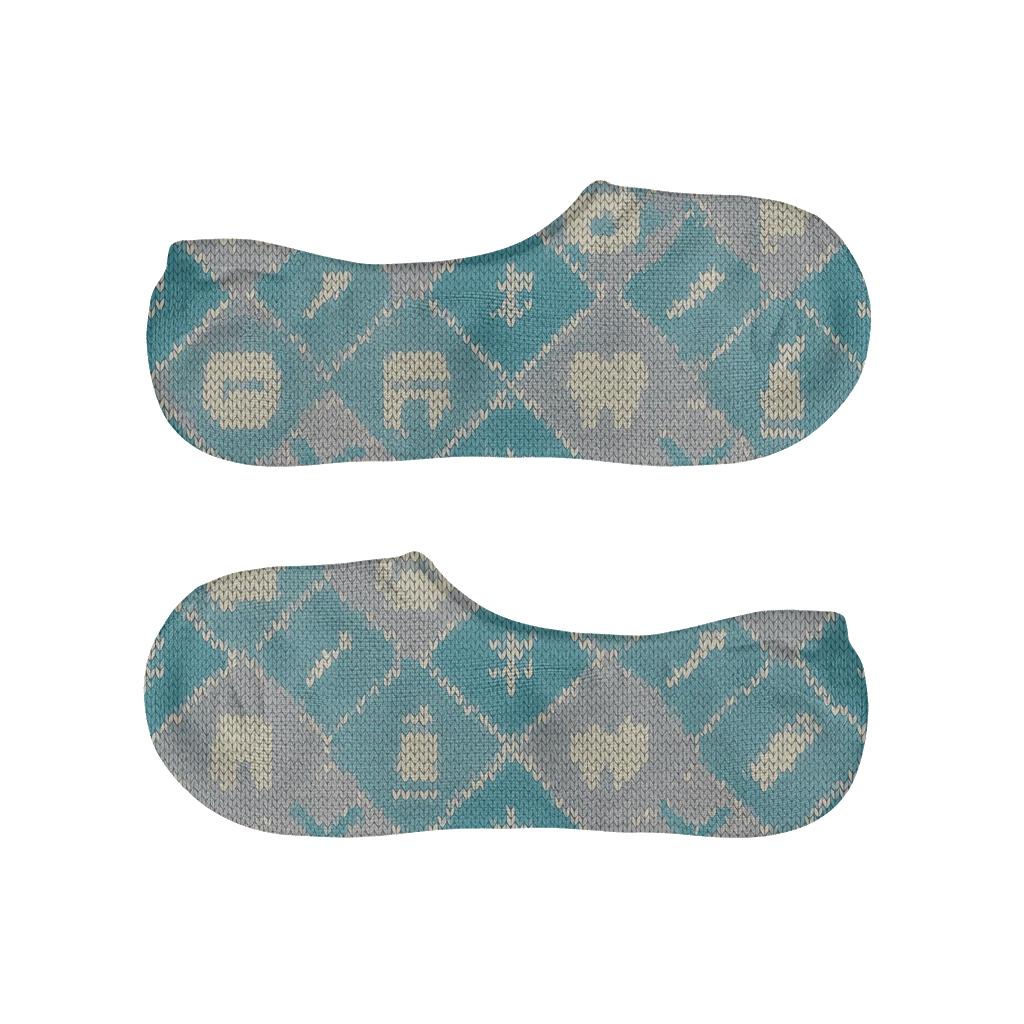 Knitted Illusion Dentist Crown And Floss Lattice soft cotton no-show socks