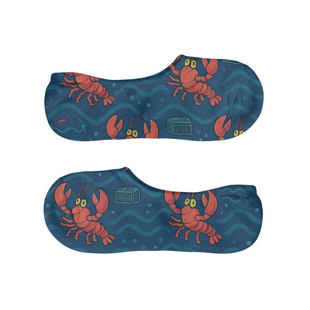 Nautical Chevron With Lobster Parade soft cotton no-show socks