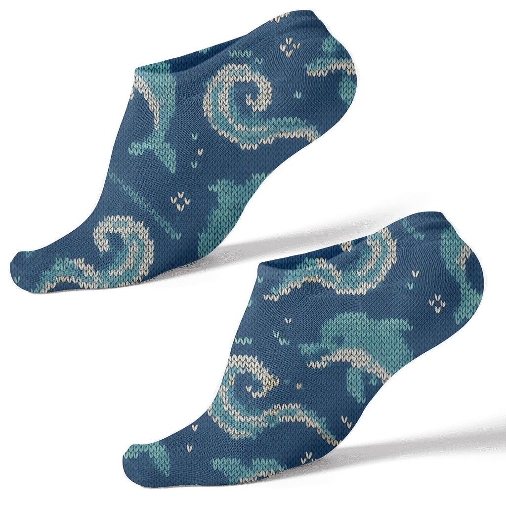 Dolphin Knit Illusion Wave Lattice stylish athletic ankle socks