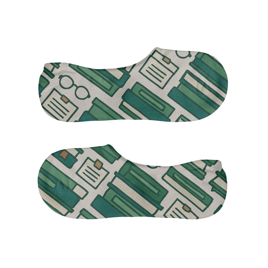 Book Spine Lattice In Librarian Chic custom no-show socks