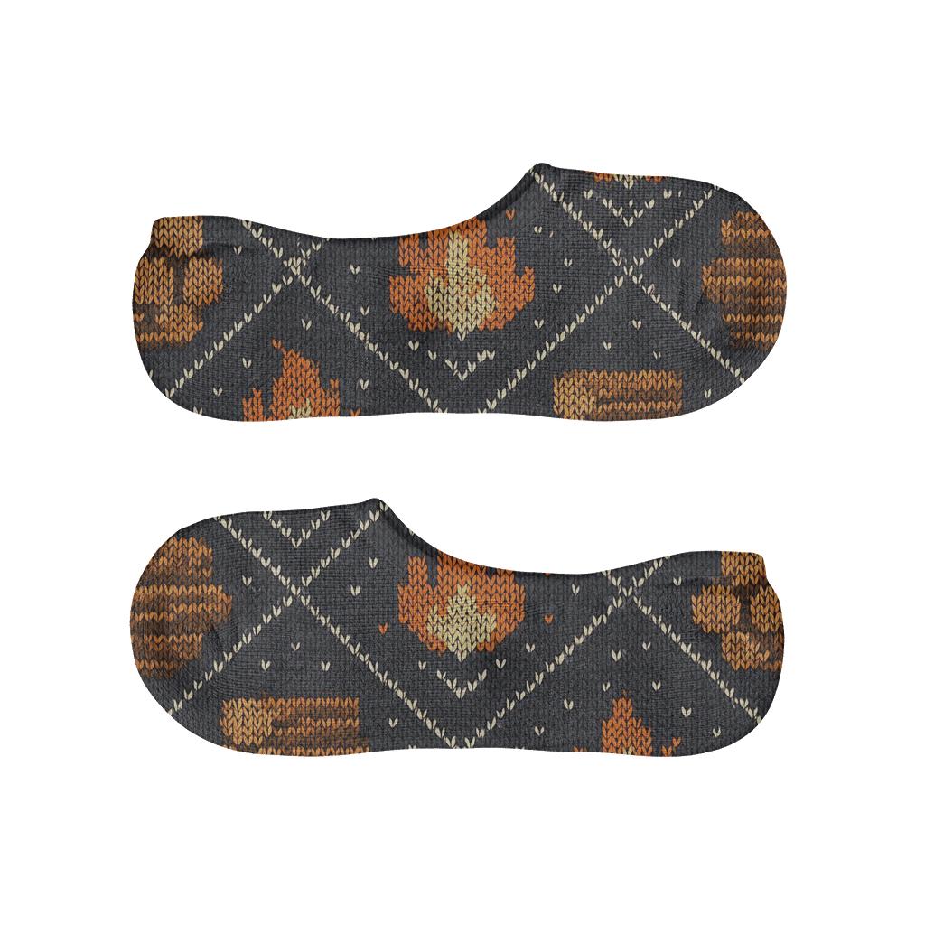 Cozy Log Lattice Fireplace Pattern soft cotton no-show socks