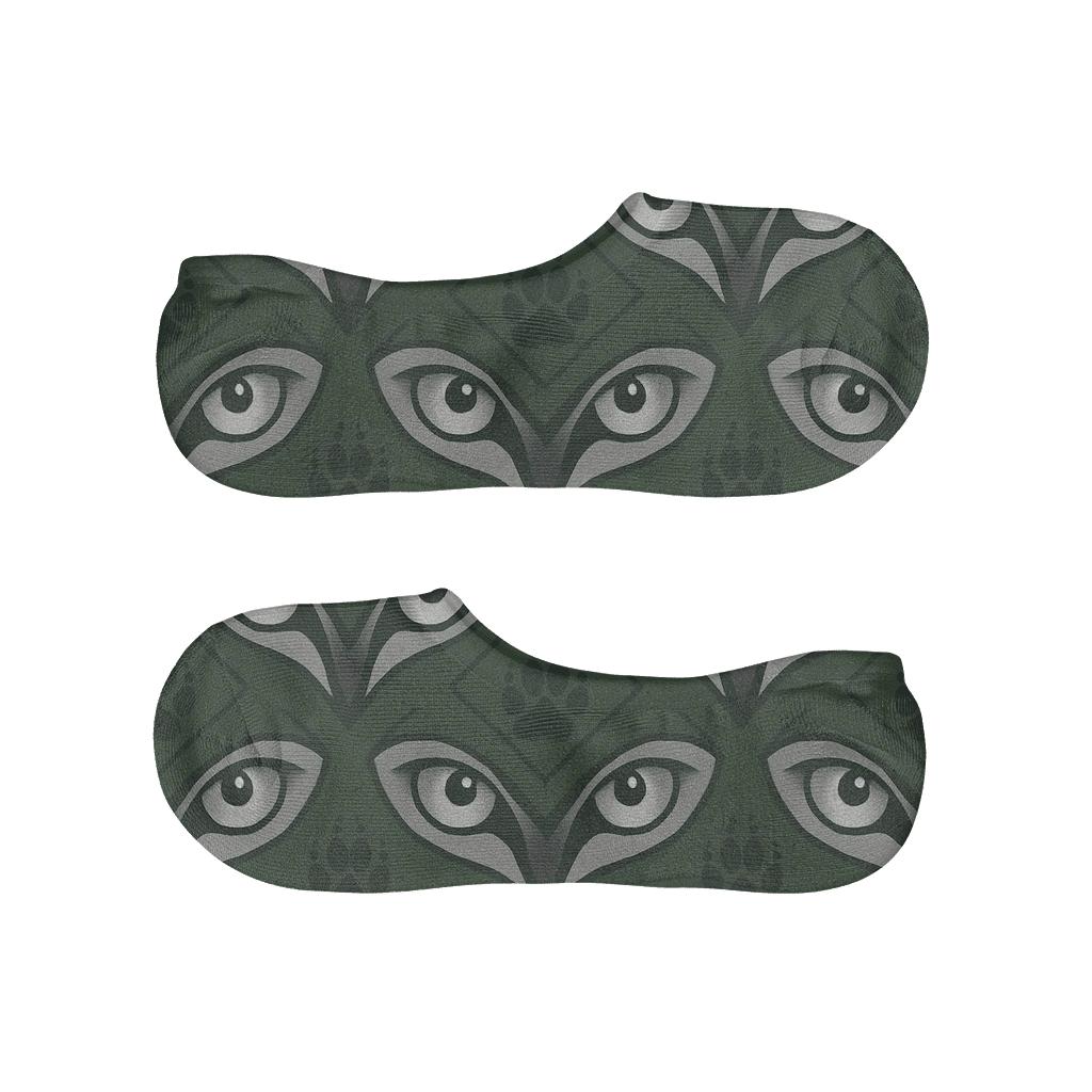 Mirrored Wolf Eyes Pattern With Gray Wolf Focus anti-slip no-show socks