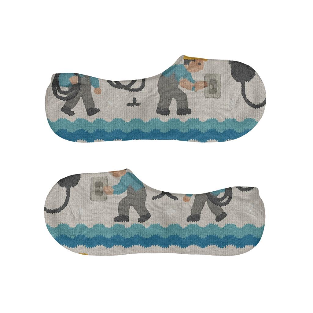 Wire Wave Pattern With Electrician Scenes personalized invisible socks