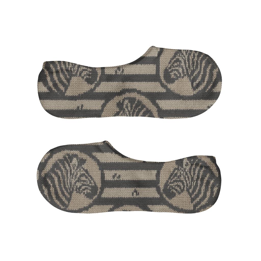 Knitted Safari Stripe Medallions On Warm Cream personalized no-show socks