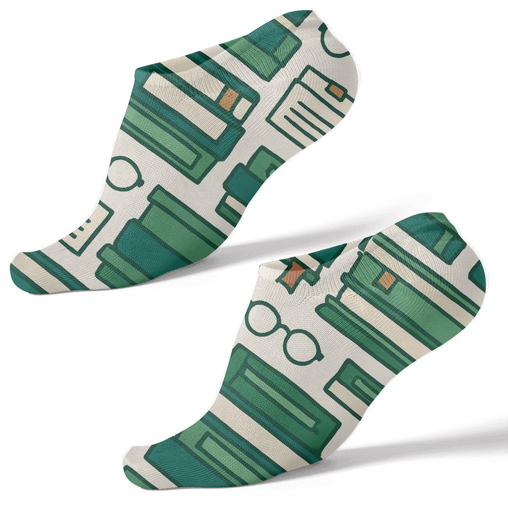 Book Spine Lattice In Librarian Chic comfortable cotton ankle socks