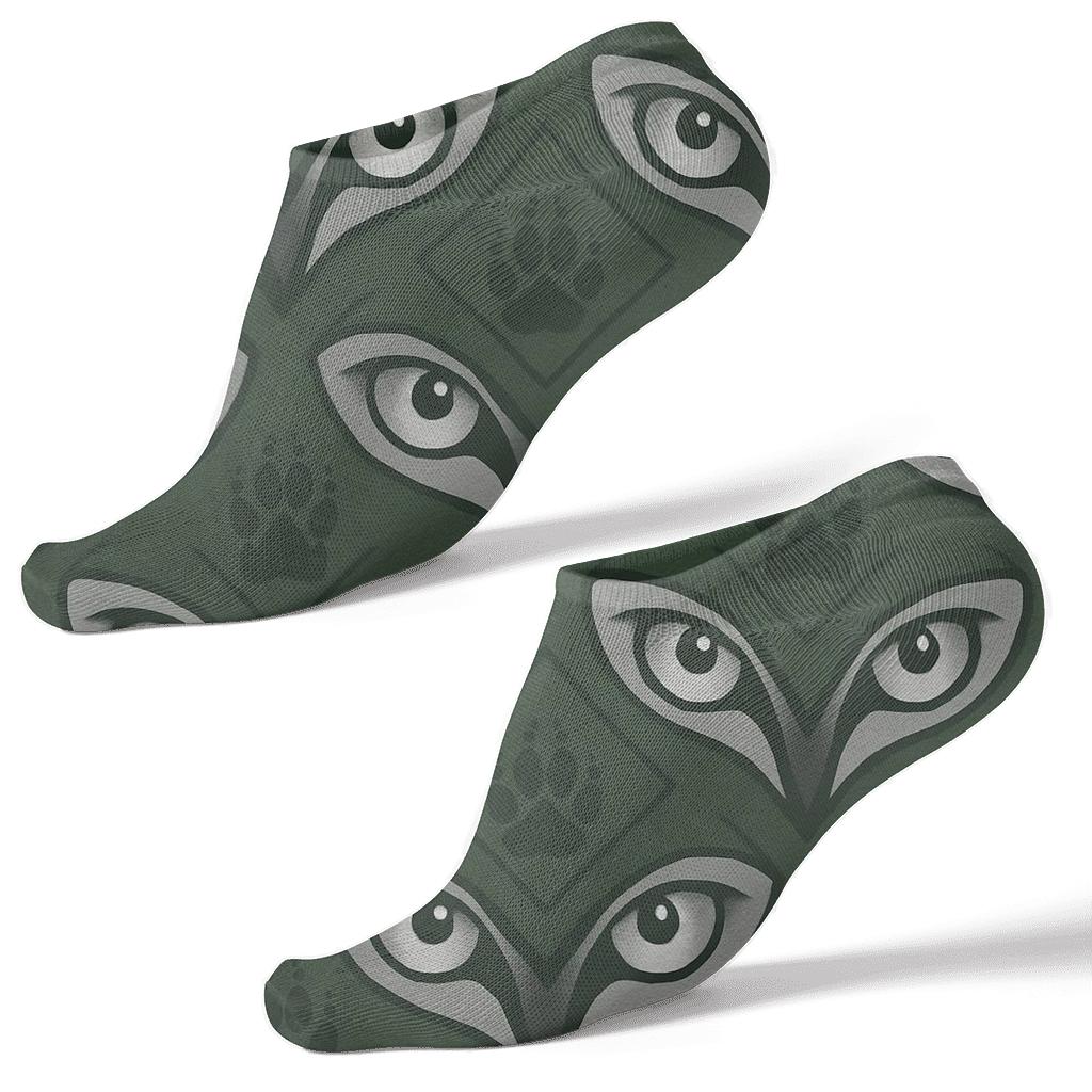 Mirrored Wolf Eyes Pattern With Gray Wolf Focus stylish athletic ankle socks