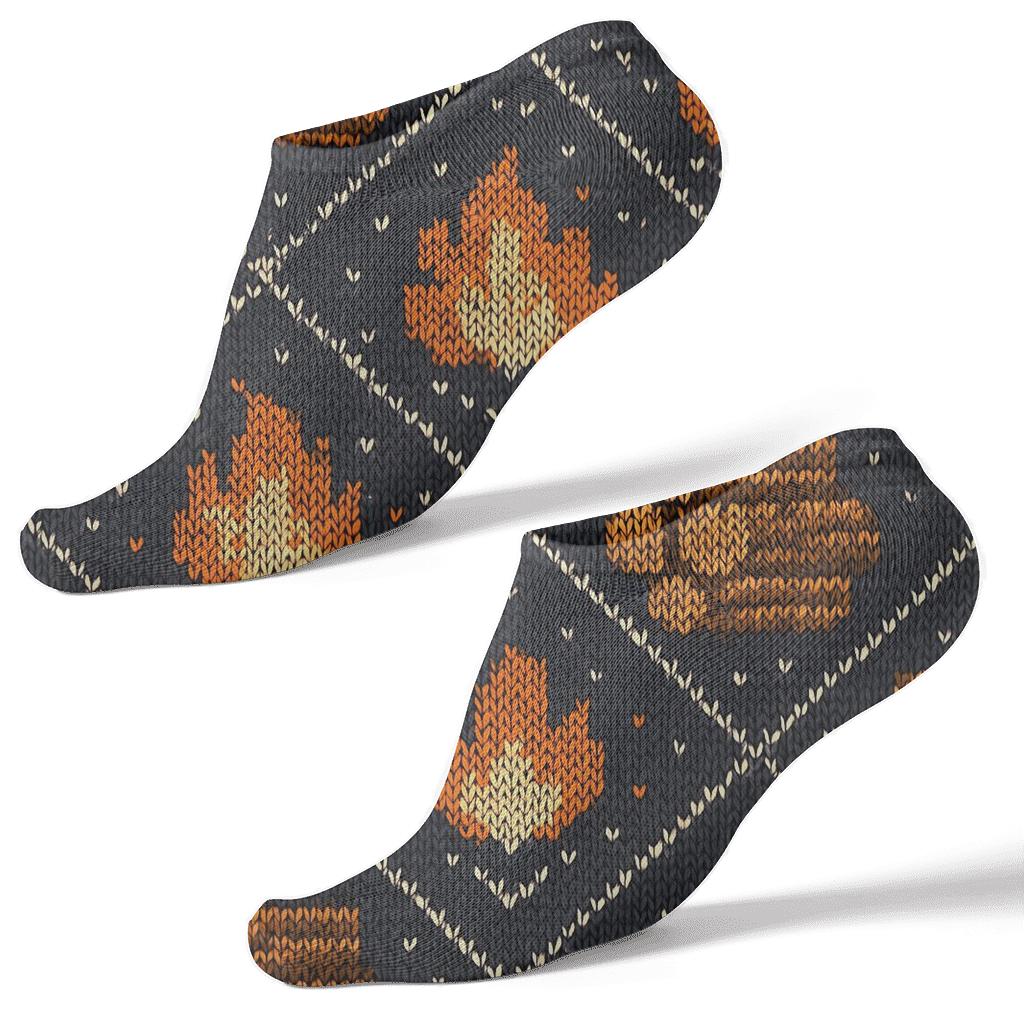 Cozy Log Lattice Fireplace Pattern soft everyday ankle socks