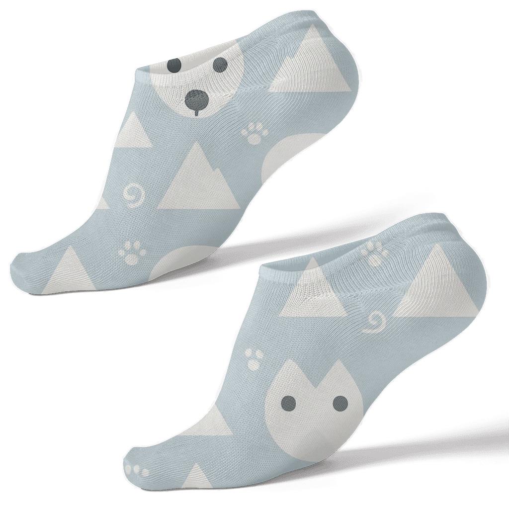 Arctic Eye Rhythm Pattern With Polar Bear Accents designer print ankle socks