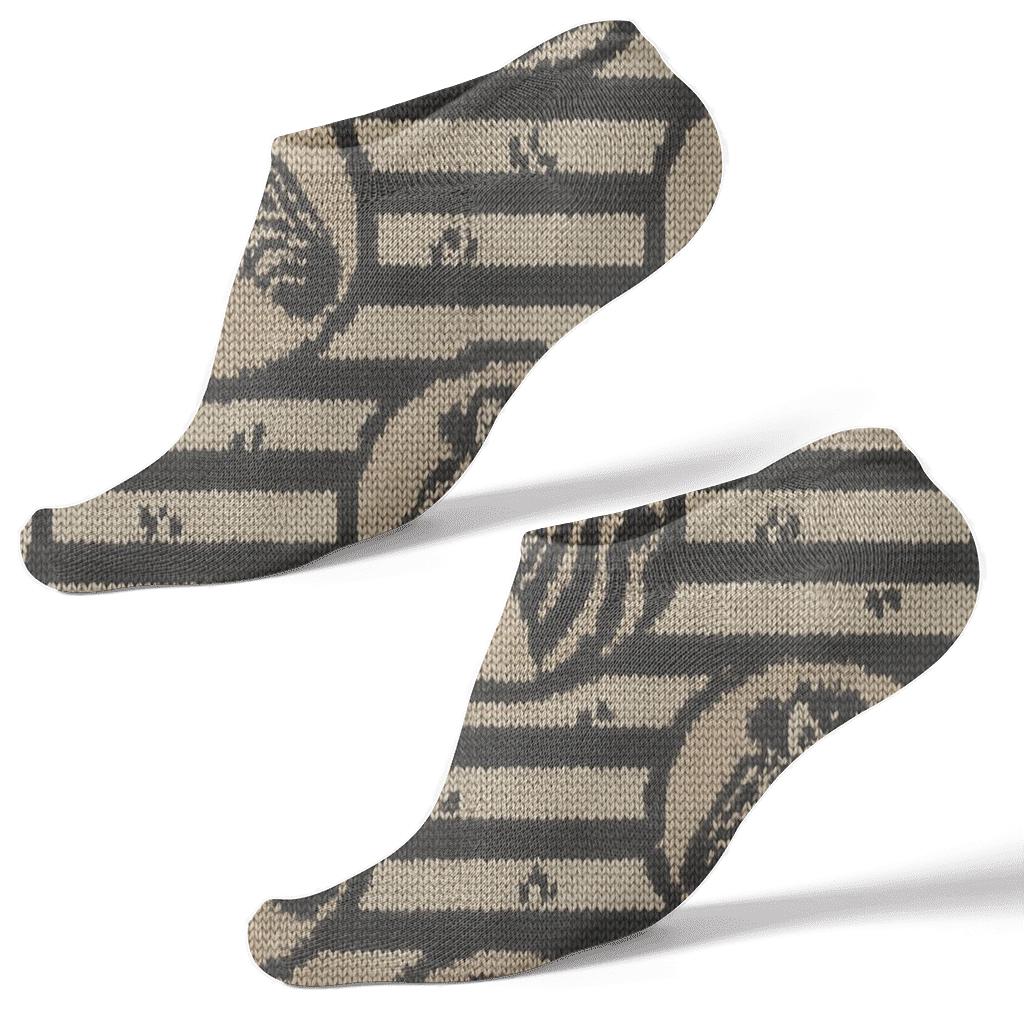 Knitted Safari Stripe Medallions On Warm Cream personalized ankle socks