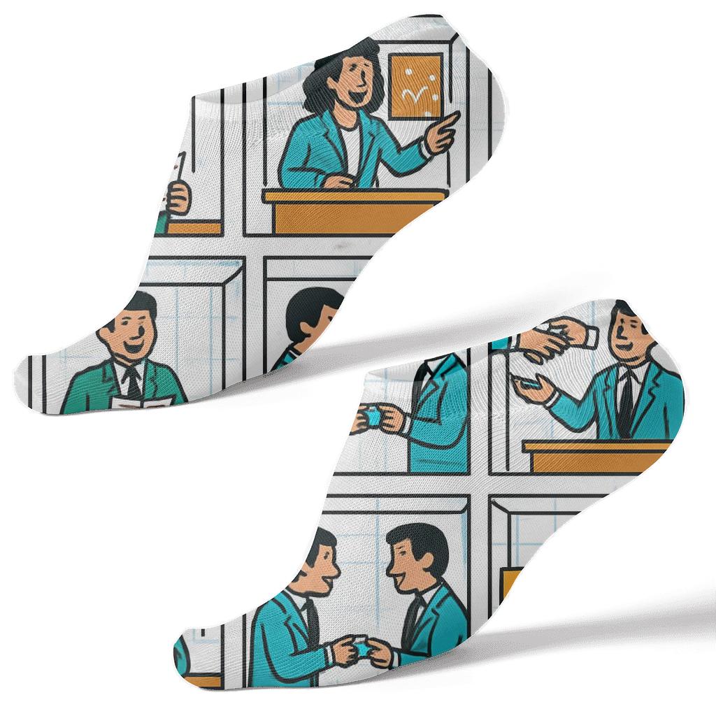 Trade Show Grid With Salesperson Scenes soft everyday ankle socks