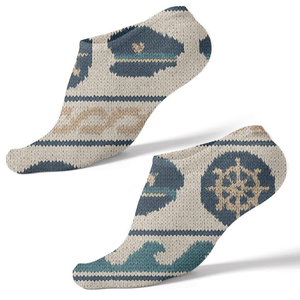Knit Illusion Ocean Bands, Ship Captain Edition trendy patterned ankle socks