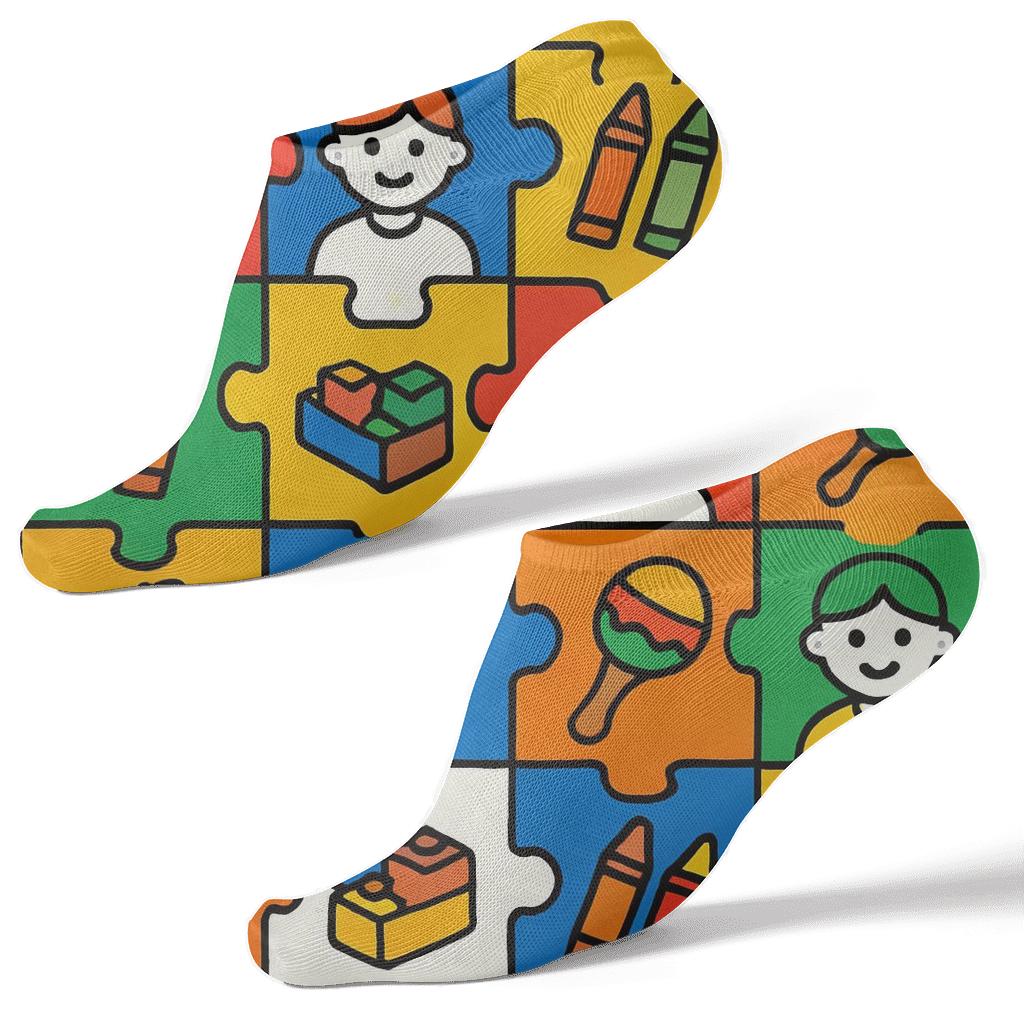 Play Mat Tessellation for Childcare Worker Prints Ankle Length Socks