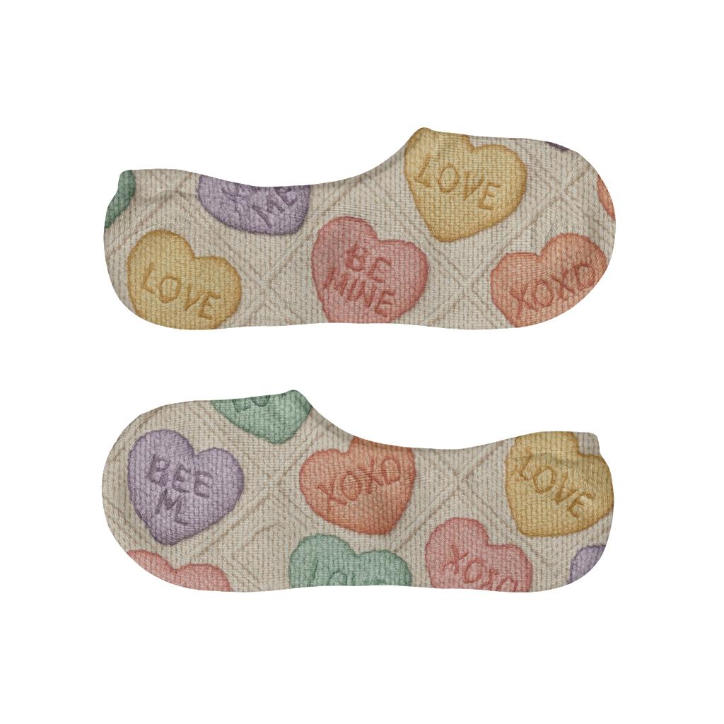 Valentines Candy Heart Knit Illusion Lattice anti-slip no-show socks