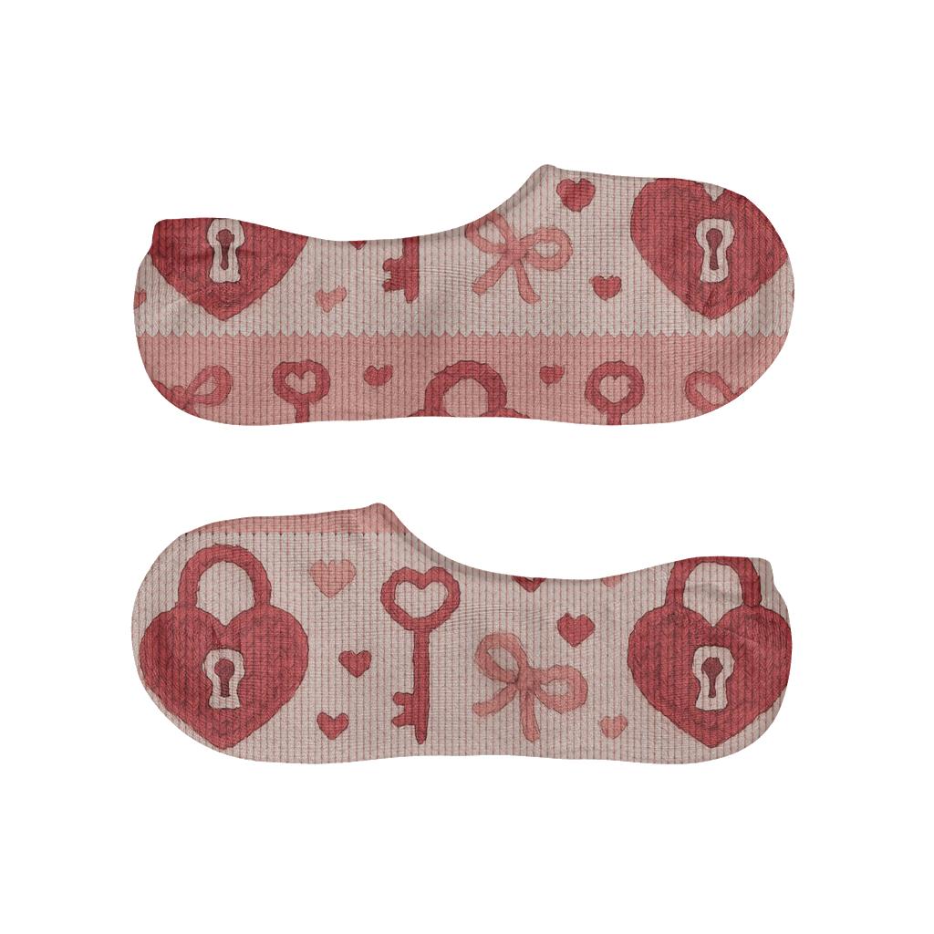 Knitted Valentine S Heartshaped Lock And Key Patchwork Bands breathable seamless no-show sockscustom no-show socks