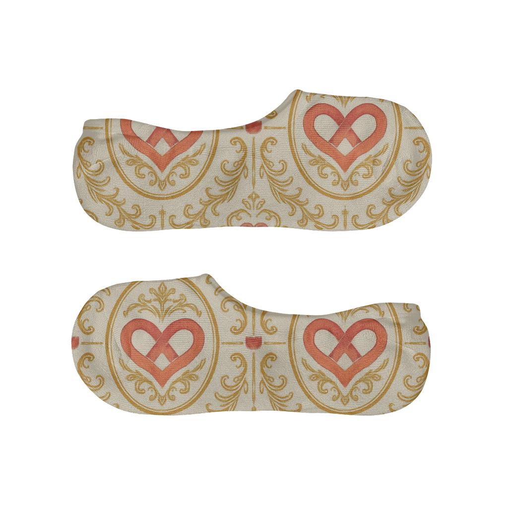 Vintage Romantic Poster Valentines Infinity Heart Lattice soft cotton no-show socks