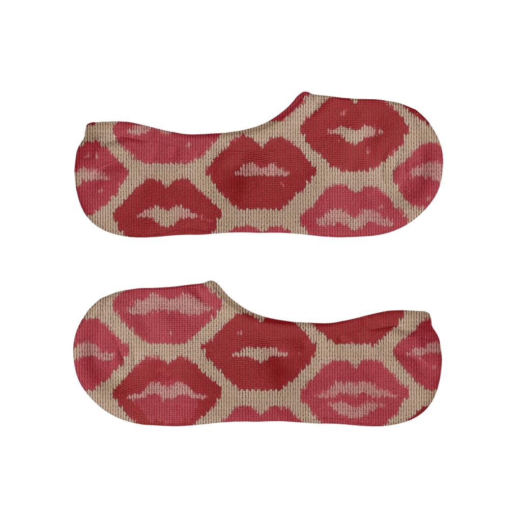 Kiss Mark Velvet Knit Tessellation designer printed no-show socks