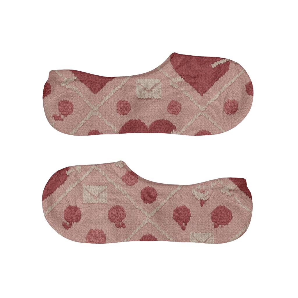 Cupid Cableknit Valentines Heart With Arrow soft cotton no-show socks