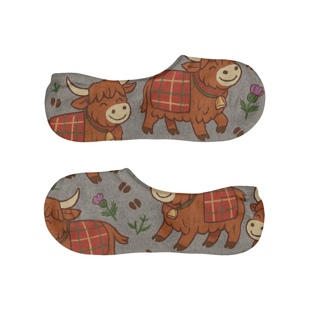 Tartan Blanket Highland Cow Parade personalized no-show socks