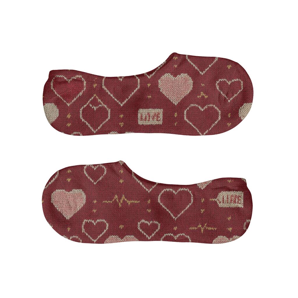 Classic Heart Knitted Lattice Bloom anti-slip no-show socks