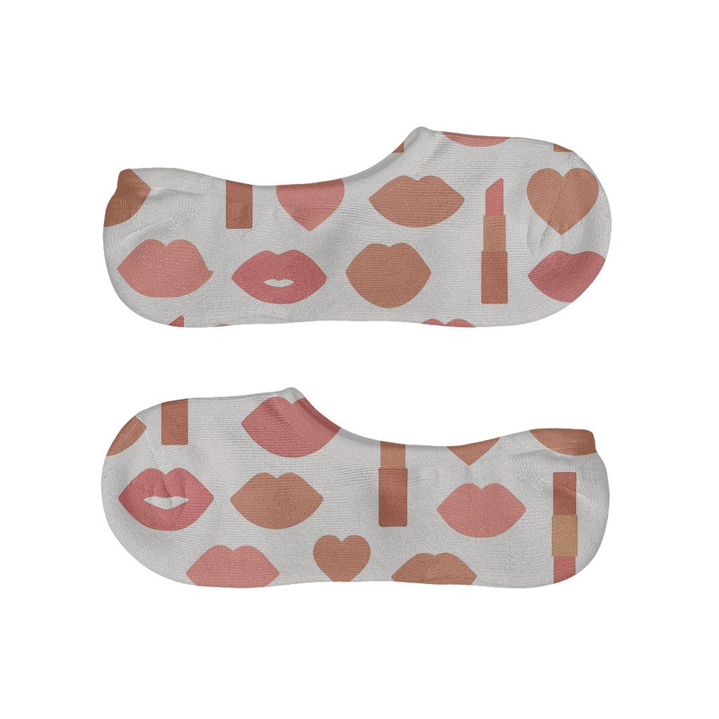 Minimal Grid Of Lips On White Background, Valentine’s low cut no-show socks