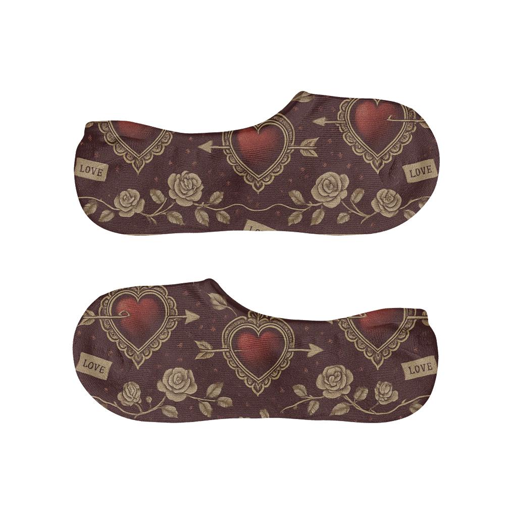 Heart Medallions With Valentines Heart With Arrow trendy no-show sock styles