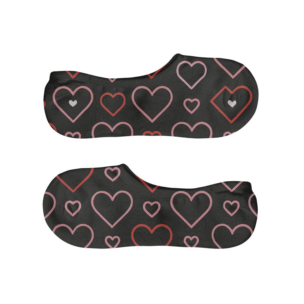 Outline Grid With Valentines Heart Parade trendy no-show sock styles