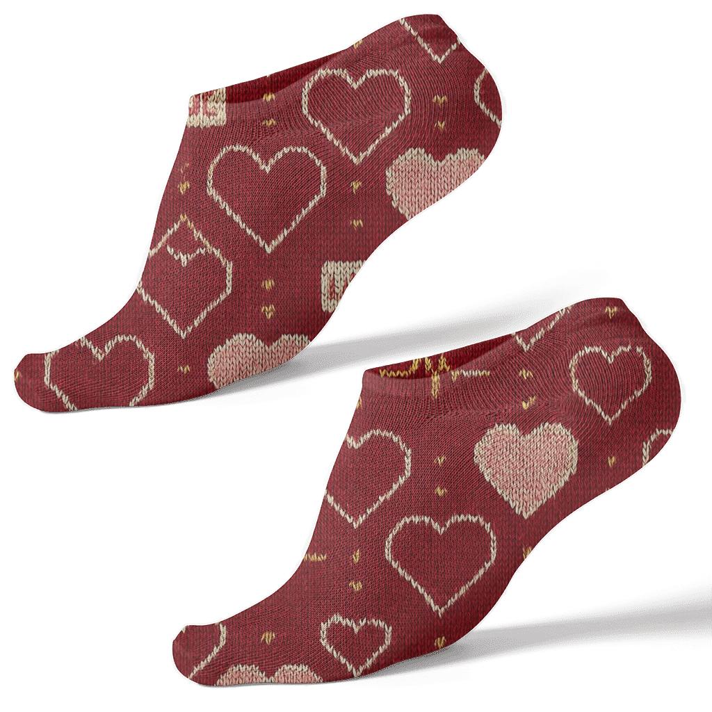Classic Heart Knitted Lattice Bloom premium sports ankle socks