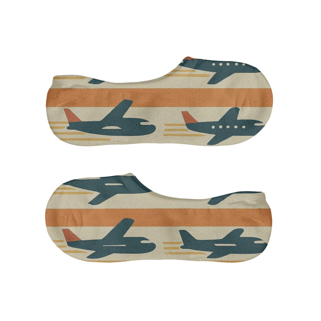 Vintage Poster Airplane Stripes And Contrails soft cotton no-show socks