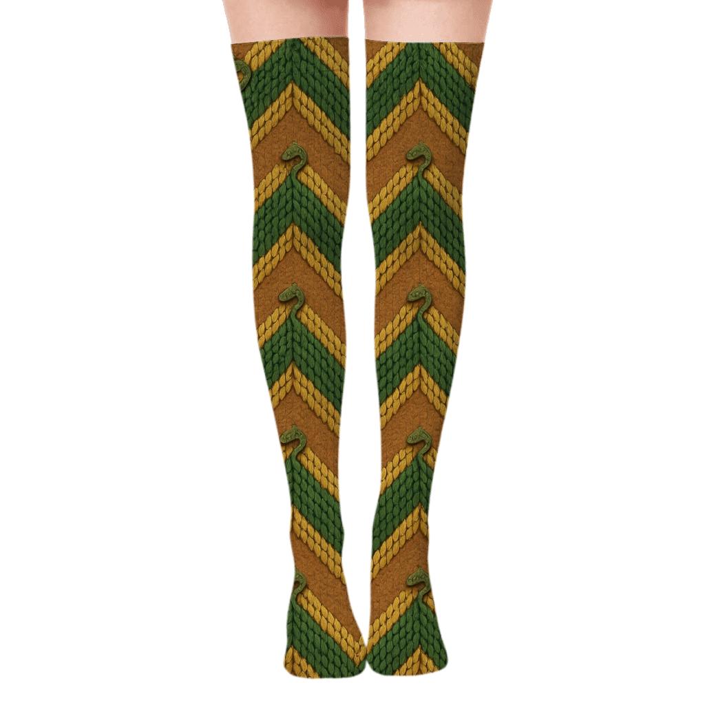Knitted Illusion Snake Scale Chevron stylish fashion over-the-knee socks