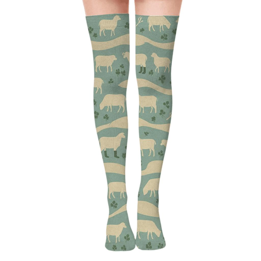 Sheep-Crafted Fence Band Panorama premium cozy over-the-knee socks