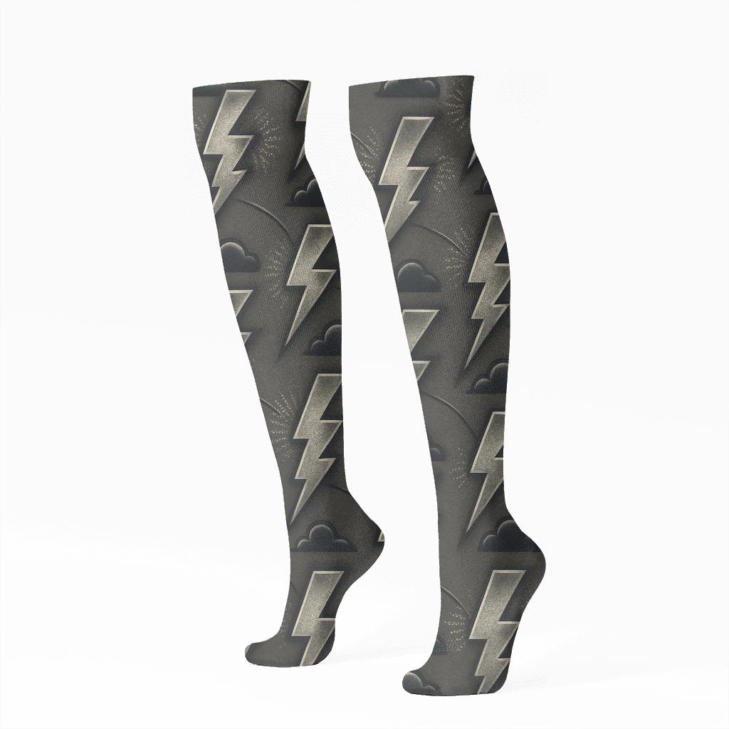 Vintage Voltage Poster Tessellation comfortable cotton knee-high socks
